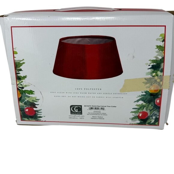 Festive Red Velvet Tree Collar Christmas Holiday Decor Classic Lux - Picture 4 of 4
